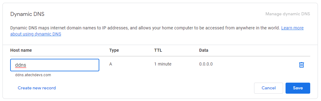 Manage Dynamic DNS