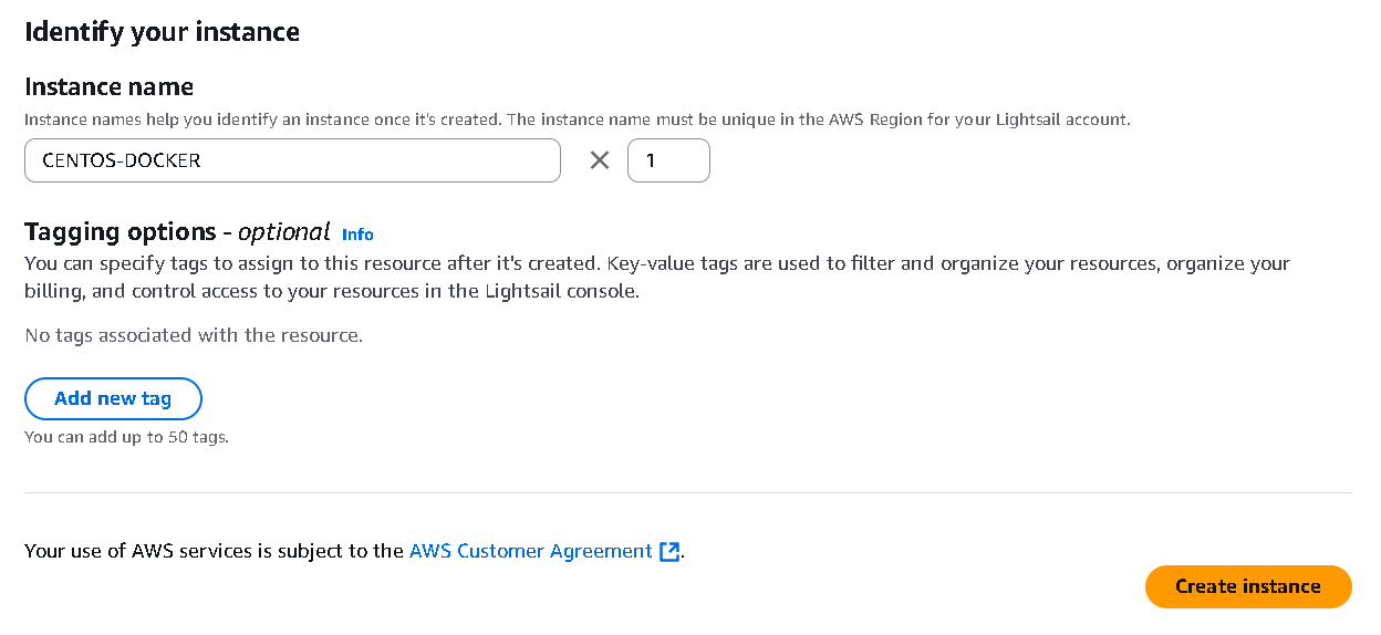 Create Instance - Name